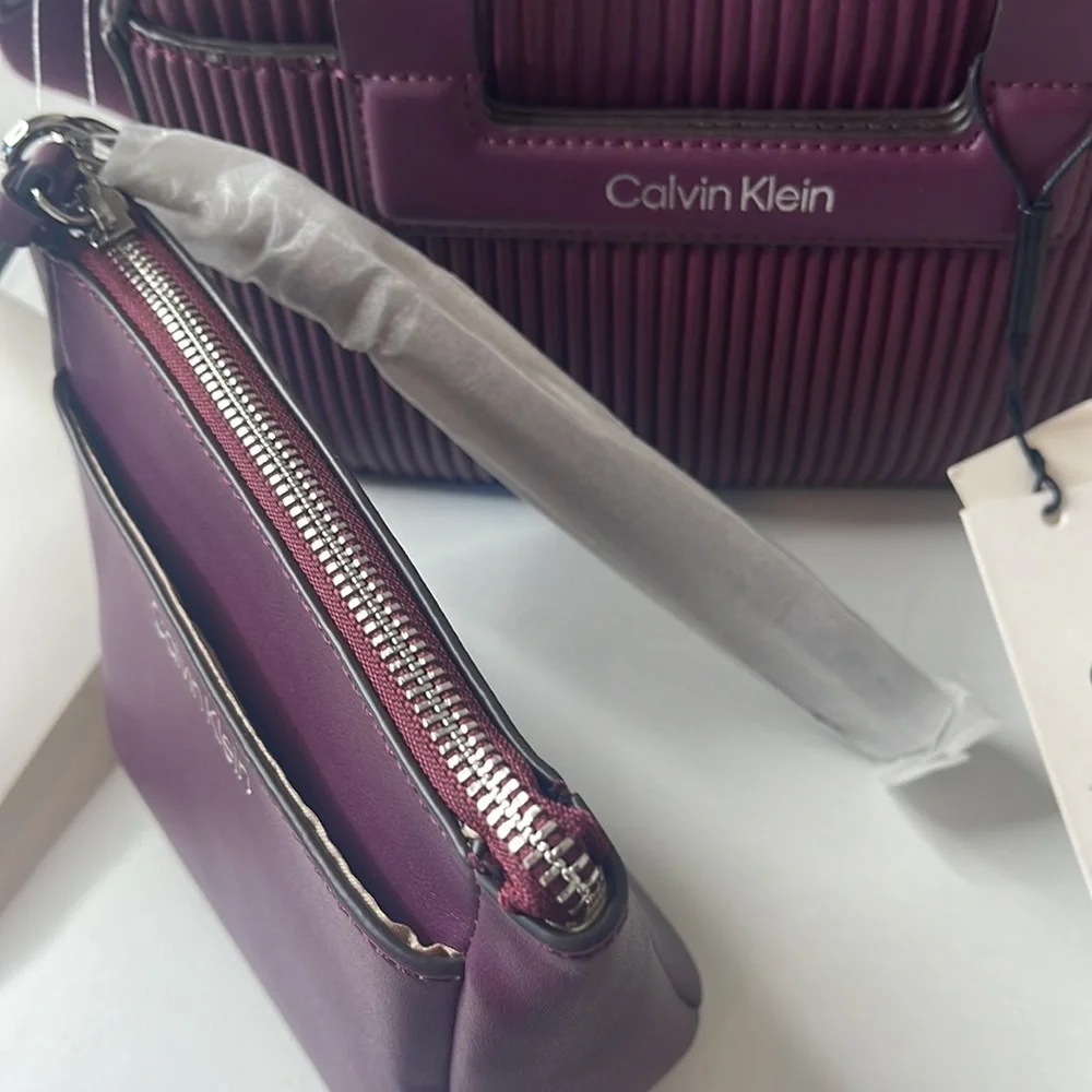 Calvin Klein Bette 2 in 1 Crossbody with Pouch Wristlet Eggplant